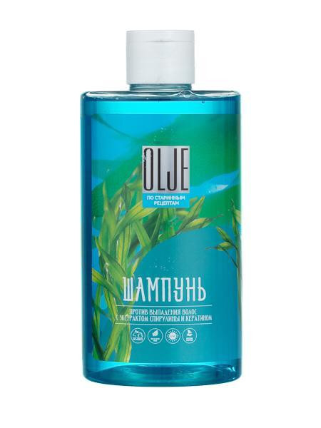 OLJE Натуральный шампунь против выпадения волос с экстрактом концентрата спирулины и кератина 450 мл в Астрахани